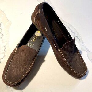 GEOX Sz  38 Breathable Suede Driving Loafer With Embroidered Toe Cap Comfort